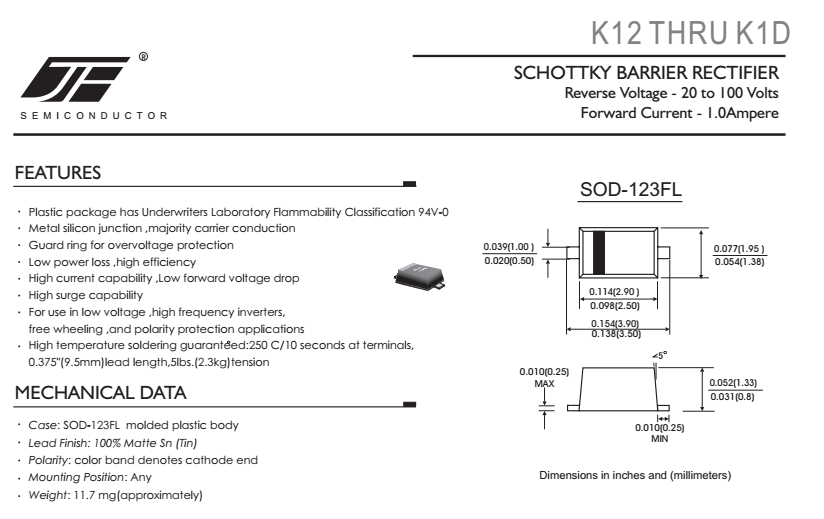 SOD123 1A LED driver diode